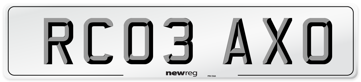 RC03 AXO Number Plate from New Reg